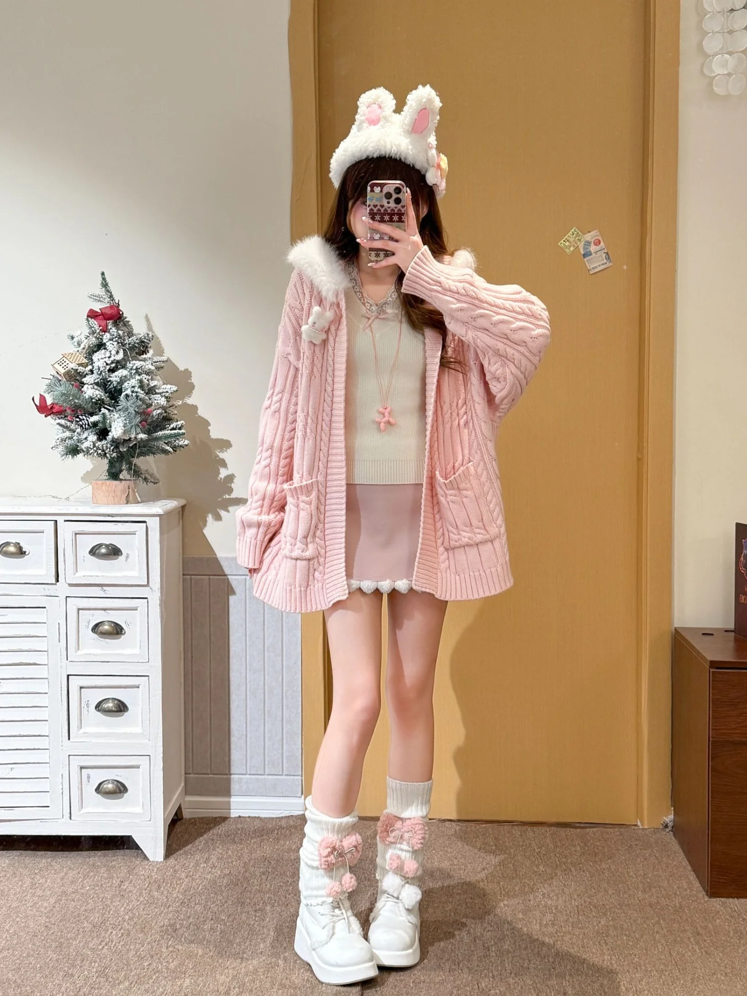 Sweet Girl Sle Pink Hooded Knitted Sweater Coat Women's Autumn Winter Loose Fit Long Sve Cardigan Polyester Fiber
Sweet Girl Sle Pink Hooded Knitted Sweater Coat Women's Autumn Winter Loose Fit Long Sve Cardigan Polyester Fiber