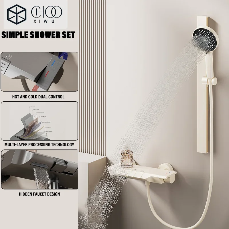 Two Ways Water Outlet Bathroom Shower System Wall Mounted Bathroom Shower Faucet Set Rainlfall Pressurized Simple Shower Set
Two Ways Water Outlet Bathroom Shower System Wall Mounted Bathroom Shower Faucet Set Rainlfall Pressurized Simple Shower Set