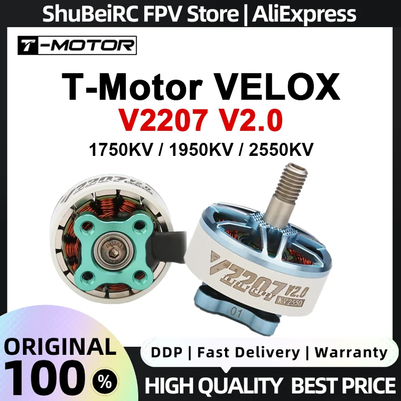 T-Motor Velox V2207 V2.0 Brushless Motor 1750kv 1950kv 2550kv 4-6S 4mm Shaft for 5Inch Quadcopter RC FPV Racing Drone
T-Motor Velox V2207 V2.0 Brushless Motor 1750kv 1950kv 2550kv 4-6S 4mm Shaft for 5Inch Quadcopter RC FPV Racing Drone