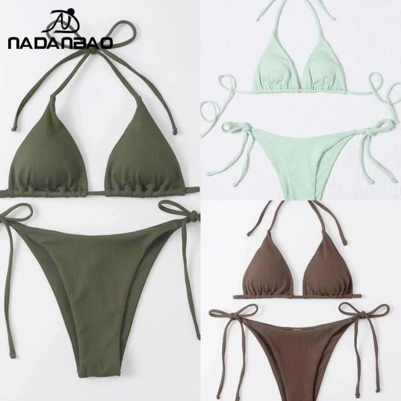 Nadanbao Women Summer Solid Color Two-Piece Bikini Set Sexy Three-Point Small Pit Design Split Swimsuit Holiday Party Swimwear
Nadanbao Women Summer Solid Color Two-Piece Bikini Set Sexy Three-Point Small Pit Design Split Swimsuit Holiday Party Swimwear