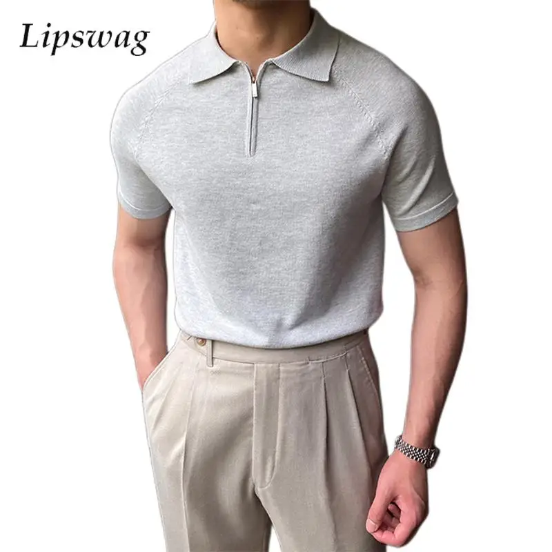 High Quality Mens Knitted Polo Shirt Summer Casual Breathable Short Sleeve Slim Polo Tops For Men Leisure Solid Color Knit Polo
High Quality Mens Knitted Polo Shirt Summer Casual Breathable Short Sleeve Slim Polo Tops For Men Leisure Solid Color Knit Polo