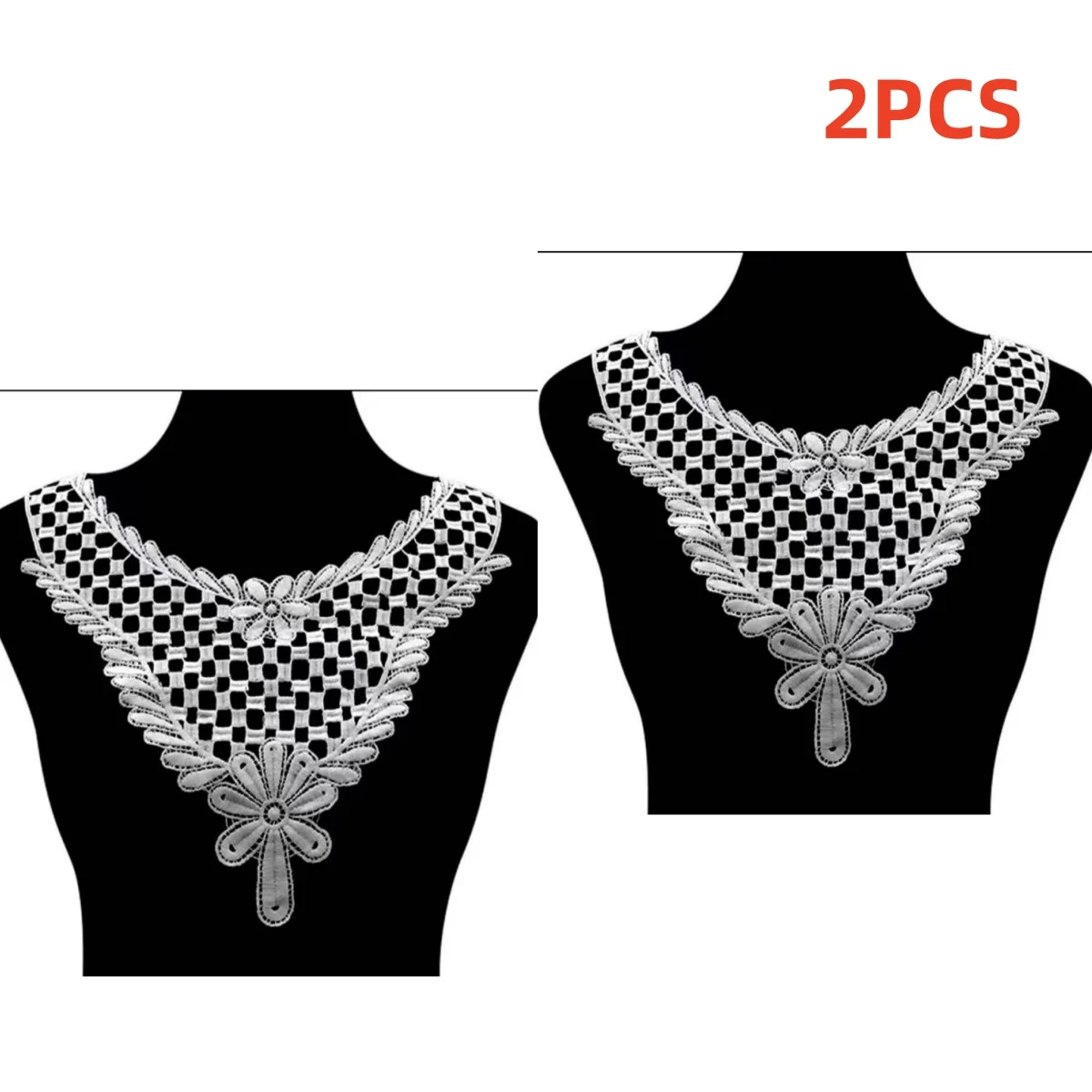 2Pcs White Embroidered Lace Neckline Floral Polyester Collar Applique Embroidery Patches for Sewing Accessories New
2Pcs White Embroidered Lace Neckline Floral Polyester Collar Applique Embroidery Patches for Sewing Accessories New