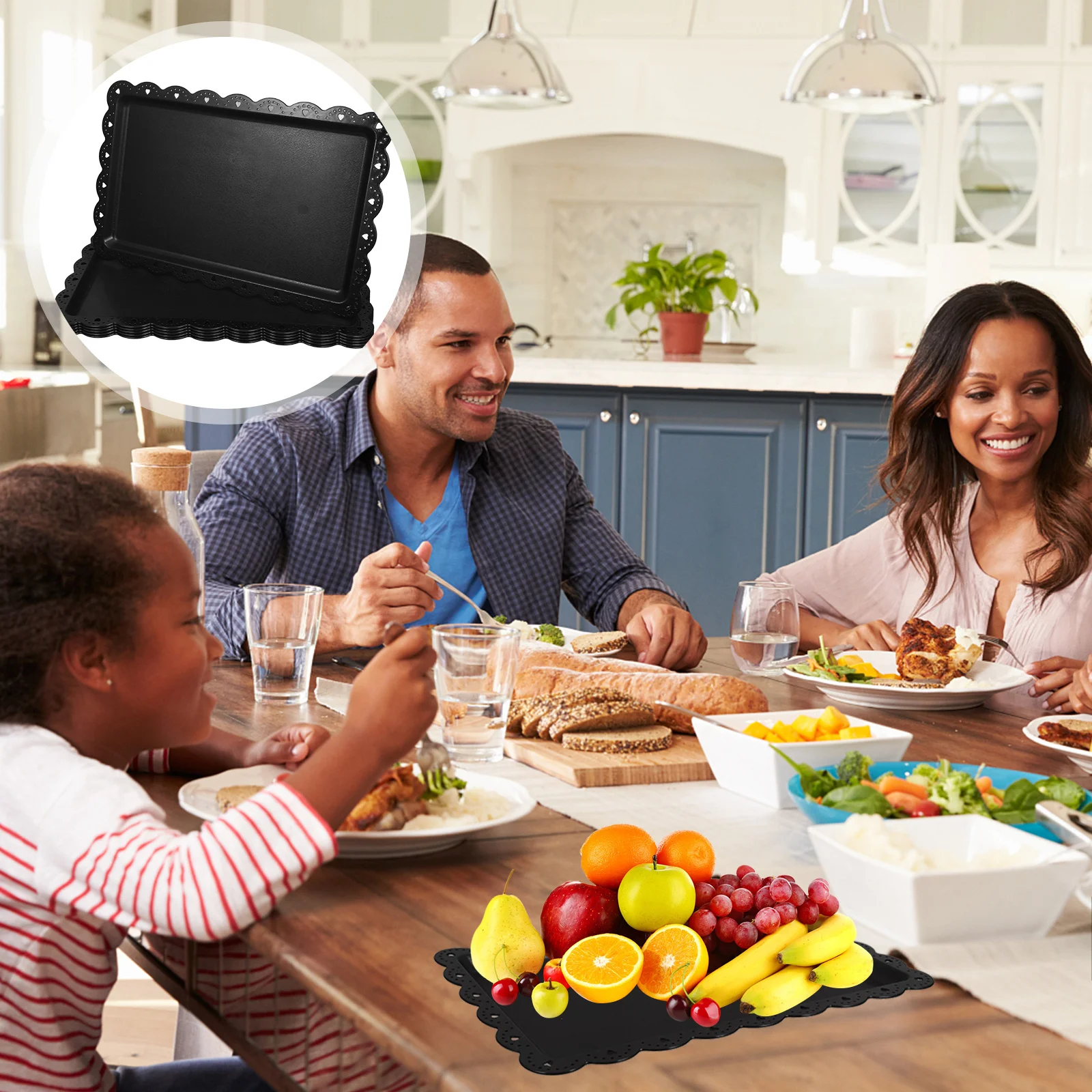 6 Pcs Food Decorative Tray Black Serving Trays for Parties European Style Appetizer Snack Coffee 
6 Pcs Food Decorative Tray Black Serving Trays for Parties European Style Appetizer Snack Coffee