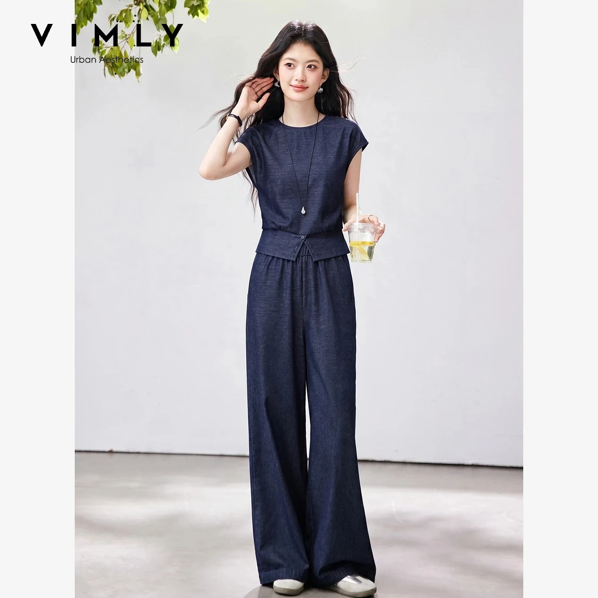 VIMLY Minimalist Commute Women's Matching Set 2026 Summer Crew Neck Short Sleeve Top Wide Leg Pants Casual 2 Piece Outfit A6920
VIMLY Minimalist Commute Women's Matching Set 2026 Summer Crew Neck Short Sleeve Top Wide Leg Pants Casual 2 Piece Outfit A6920