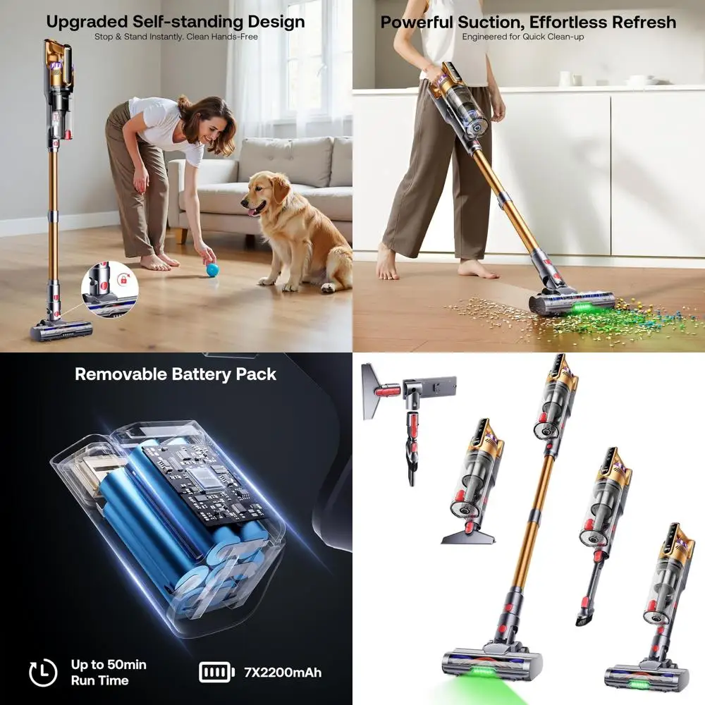 Легкий беспроводной пылесос, время работы 50 минут, сильное всасывание для всех этажей, удаление шерсти домашних животных, золото
Легкий беспроводной пылесос, время работы 50 минут, сильное всасывание для всех этажей, удаление шерсти домашних животных, золото