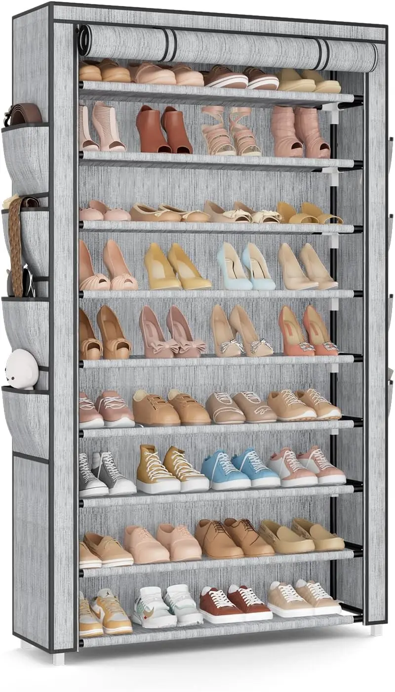 Shoe Rack with Cover, 10 Tier Shoe Organizer Storage for 40-50 Pairs Sneaker and Boots, Large Capacity, with 8 Pockets,
Shoe Rack with Cover, 10 Tier Shoe Organizer Storage for 40-50 Pairs Sneaker and Boots, Large Capacity, with 8 Pockets,