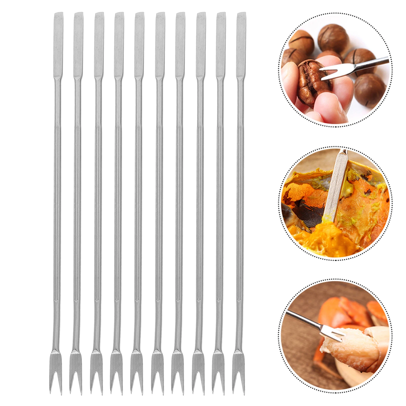 10Pcs Stainless Steel Walnut Forks Picks Seafood Forks Tools Multipurpose Nut Picks Walnut Gadgets Fruit Tools Kitchen Needle
10Pcs Stainless Steel Walnut Forks Picks Seafood Forks Tools Multipurpose Nut Picks Walnut Gadgets Fruit Tools Kitchen Needle