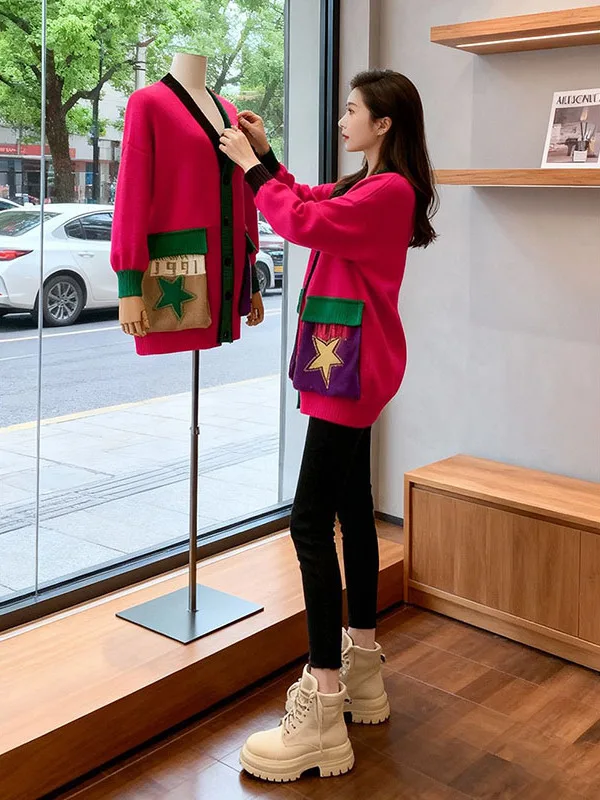 Ladies' Knitted Stripe Sweater Autumn Winter New Style Lazy Fashion Color Block Open Cardigan Coat V Neck Long Sleeve Warmth
Ladies' Knitted Stripe Sweater Autumn Winter New Style Lazy Fashion Color Block Open Cardigan Coat V Neck Long Sleeve Warmth