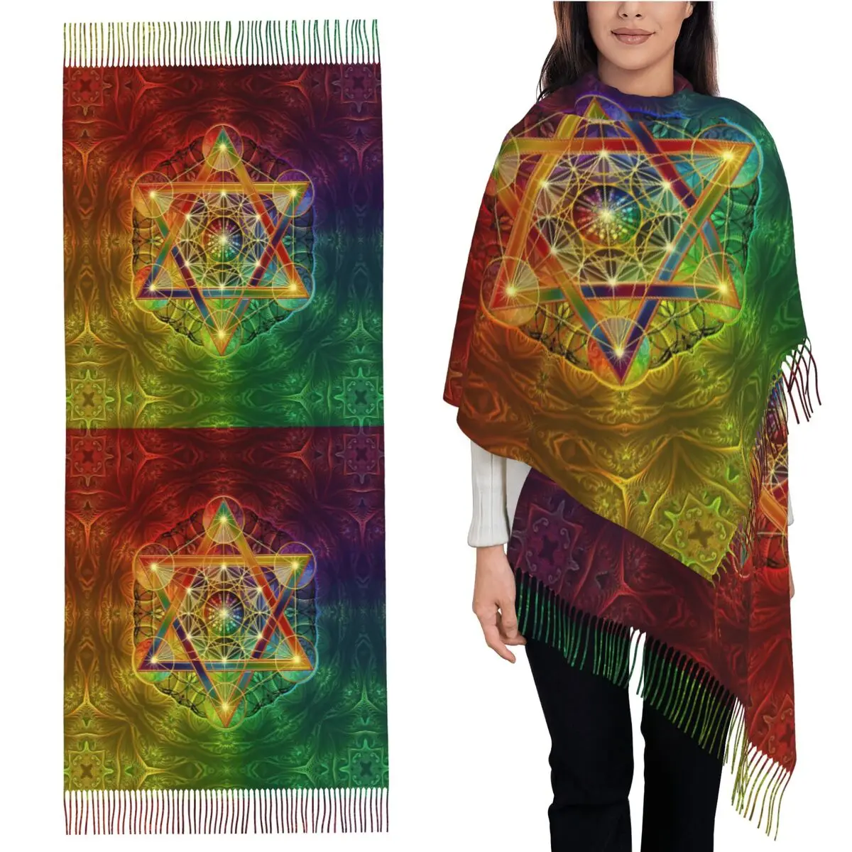 Кубик Метатрона с Меркабой и цветком жизни Шарф Шарфы с кисточками Женские теплые шали и накидки Длинная осенне-зимняя шаль
Кубик Метатрона с Меркабой и цветком жизни Шарф Шарфы с кисточками Женские теплые шали и накидки Длинная осенне-зимняя шаль