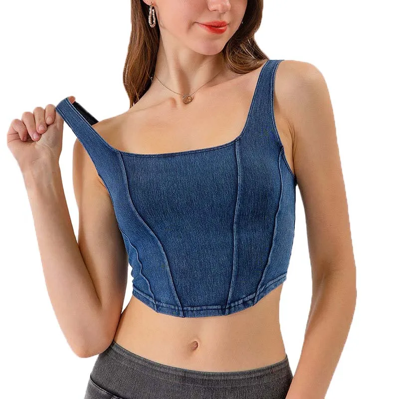New Summer Fashion Denim Yoga Sports Vest for Women Streetwear High Elasticity Slimming Sports Fitness Tank Tops Female Clothing
New Summer Fashion Denim Yoga Sports Vest for Women Streetwear High Elasticity Slimming Sports Fitness Tank Tops Female Clothing