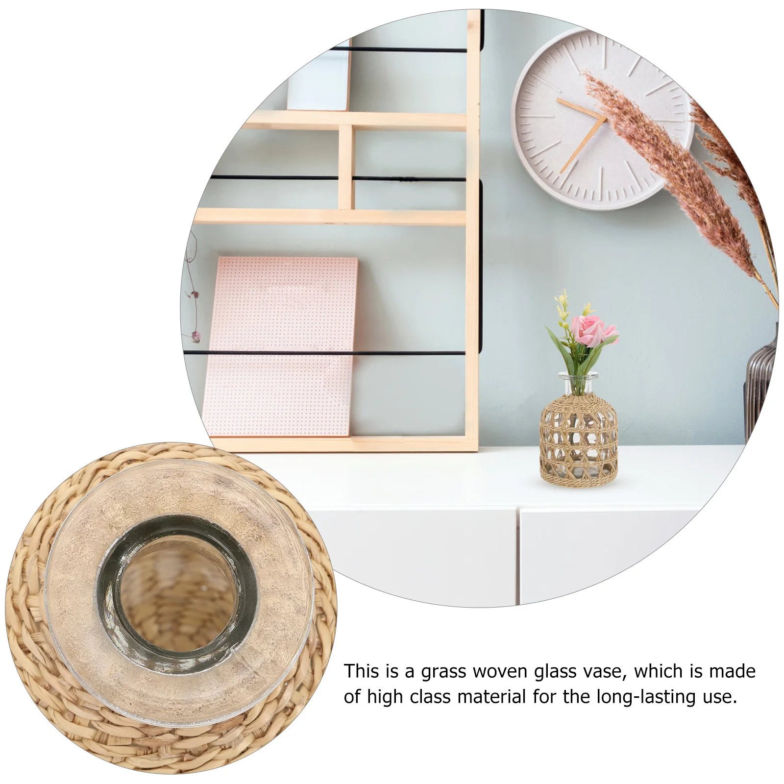 1Pcs Woven Glass Aroma Bottle Vase Light Brown Natural Grass Home Adorn Decorative Flower Holder Home Table Decor
1Pcs Woven Glass Aroma Bottle Vase Light Brown Natural Grass Home Adorn Decorative Flower Holder Home Table Decor