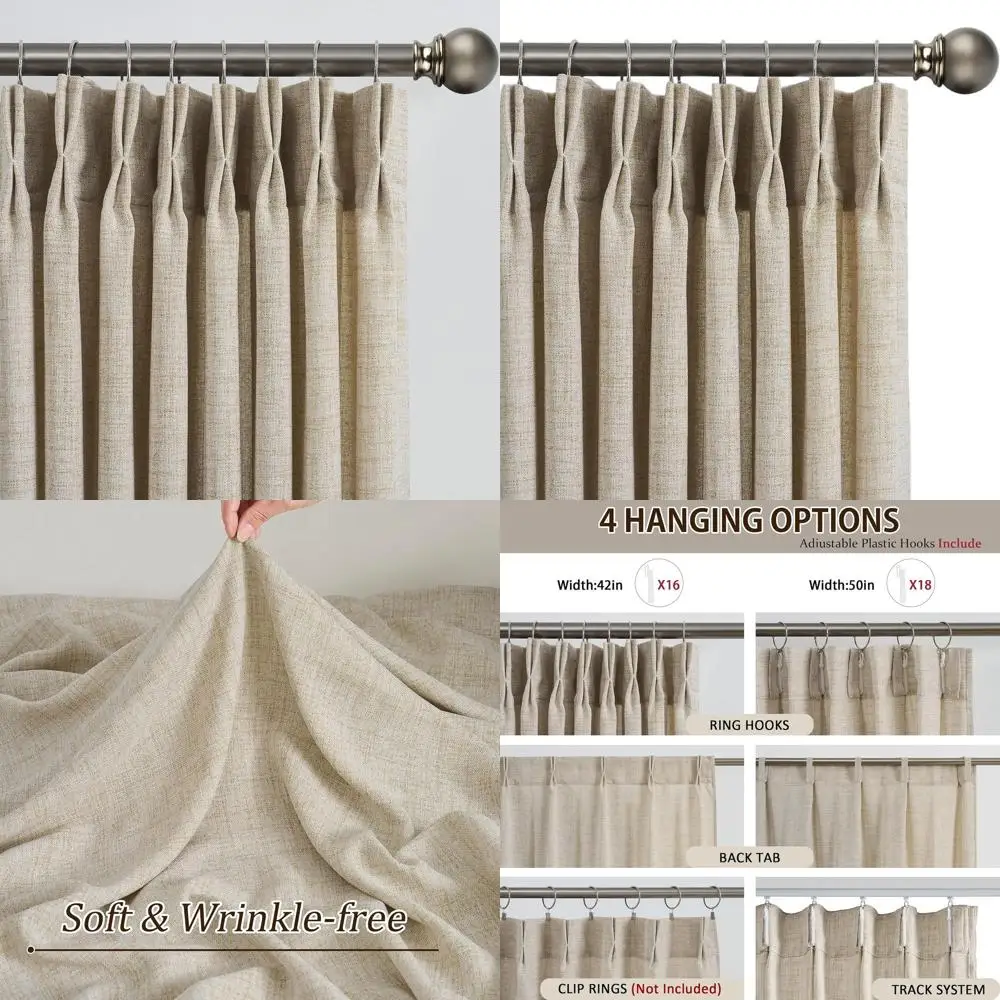 Бежевые льняные плиссированные шторы, 42x102 дюйма, стиль бохо, фильтр света для гостиной и спальни, комплект из 2 панелей
Бежевые льняные плиссированные шторы, 42x102 дюйма, стиль бохо, фильтр света для гостиной и спальни, комплект из 2 панелей