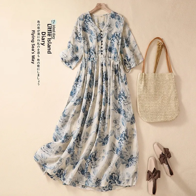 Summer New Sle Artistic Retro Ele Draped V-ne Floral Print Women's irt Dr Loose Fit A-line Mid-length Skirt
Summer New Sle Artistic Retro Ele Draped V-ne Floral Print Women's irt Dr Loose Fit A-line Mid-length Skirt