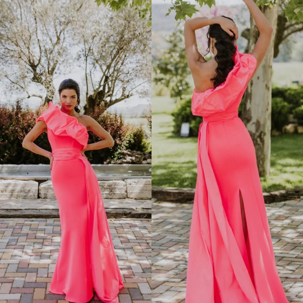 Customized Graceful One Shoulder Ruched Evening Dress Temperament Ribbons Party Dress Delicate Mermaid Back Slit Celeb
Customized Graceful One Shoulder Ruched Evening Dress Temperament Ribbons Party Dress Delicate Mermaid Back Slit Celeb