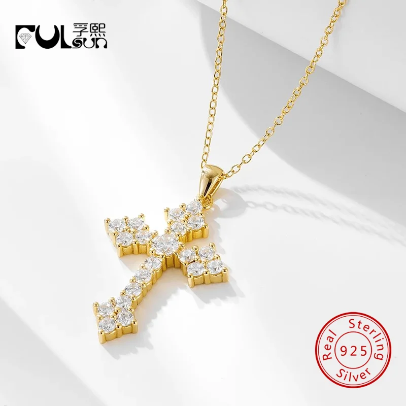 925 Sterling Silver 14K Gold Plated Full Paved Round CZ Cross Pendant Necklace Women Faith Religious Dainty Thin Chain Jewelry
925 Sterling Silver 14K Gold Plated Full Paved Round CZ Cross Pendant Necklace Women Faith Religious Dainty Thin Chain Jewelry