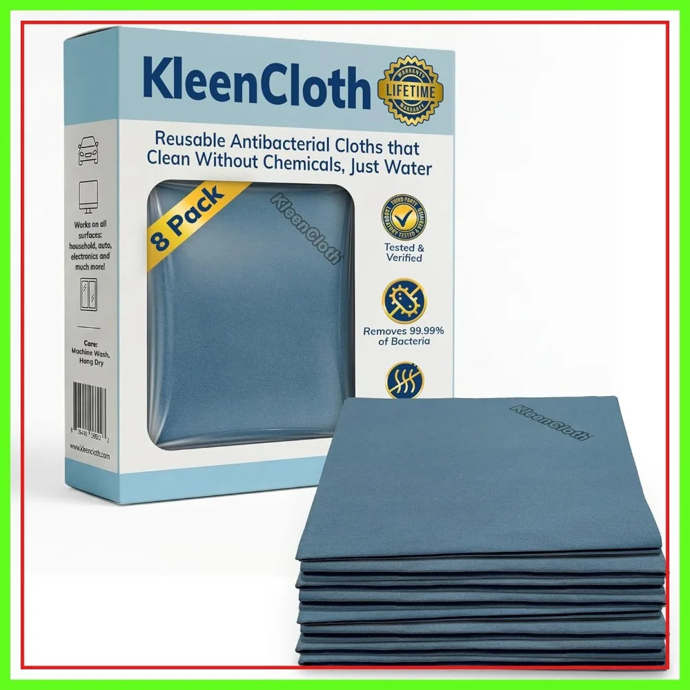Reusable Antibacterial Cloths – Kills 99.99% of Bacteria with Water | Silver-Embedded, Chemical-Free, Streak-Free for All Surfaces | 8 Pack
Reusable Antibacterial Cloths – Kills 99.99% of Bacteria with Water | Silver-Embedded, Chemical-Free, Streak-Free for All Surfaces | 8 Pack
