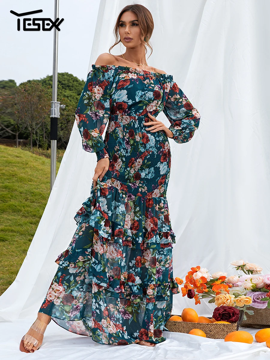 Yesexy Women Summer Dress Off the shoulder printed long-sleeve dress with a stylish pattern Elegant Vestidos Robe
Yesexy Women Summer Dress Off the shoulder printed long-sleeve dress with a stylish pattern Elegant Vestidos Robe