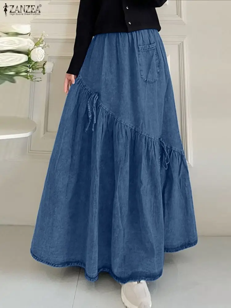 2025 ZANZEA Autumn Elastic Waist Solid Skirts Women Stylish Fake Denim Blue Skirt Elegant A-line OL Work Faldas Saia Casual Robe
2025 ZANZEA Autumn Elastic Waist Solid Skirts Women Stylish Fake Denim Blue Skirt Elegant A-line OL Work Faldas Saia Casual Robe