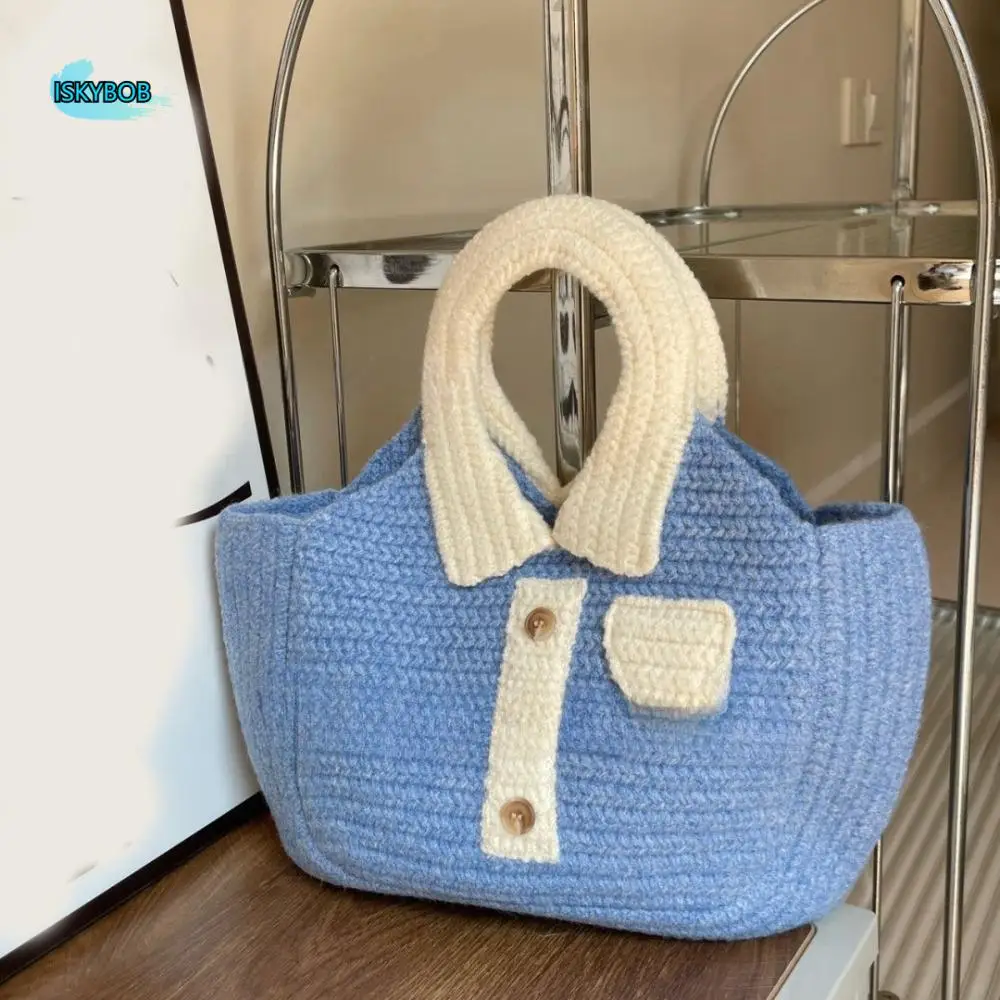 Fashion Multicolor Shirt Knitted Handbag Hand Woven Cute Woolen Weave Bag Soft Large Capacity Knitted Wrist Bag Girls
Fashion Multicolor Shirt Knitted Handbag Hand Woven Cute Woolen Weave Bag Soft Large Capacity Knitted Wrist Bag Girls