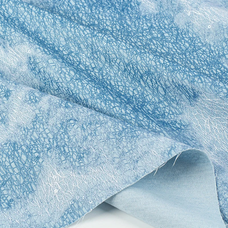50cm Blue Tie Dye Washed Denim Fabric Reconstructed Textured Designer Fabric for DIY Sewing Coat Jacket Bag Shoes Clothing
50cm Blue Tie Dye Washed Denim Fabric Reconstructed Textured Designer Fabric for DIY Sewing Coat Jacket Bag Shoes Clothing