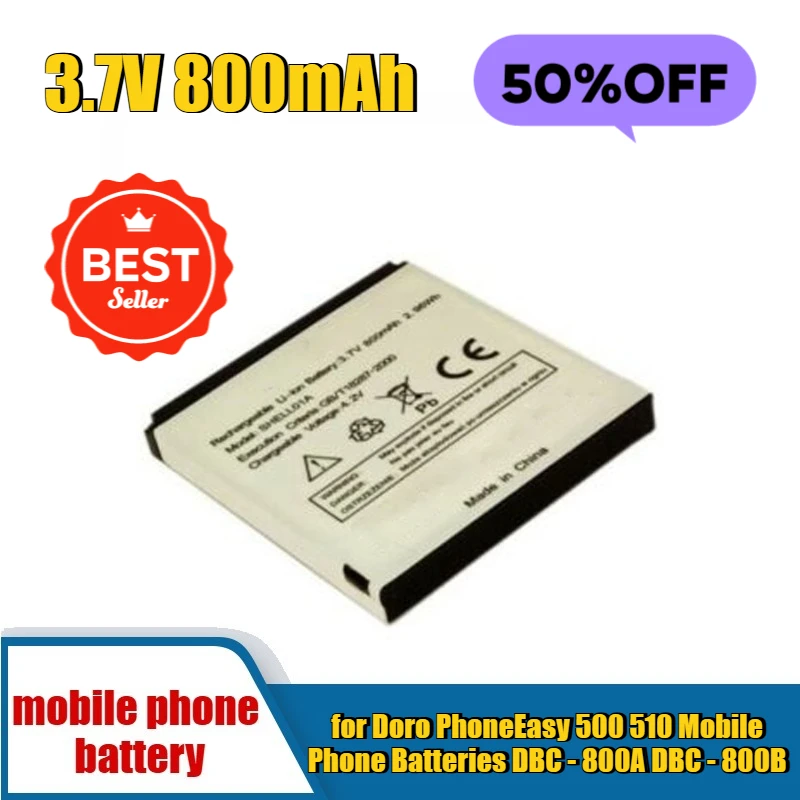 3.7V 800mAh for Doro PhoneEasy 500 510 Mobile Phone Batteries DBC - 800A DBC - 800B
3.7V 800mAh for Doro PhoneEasy 500 510 Mobile Phone Batteries DBC - 800A DBC - 800B
