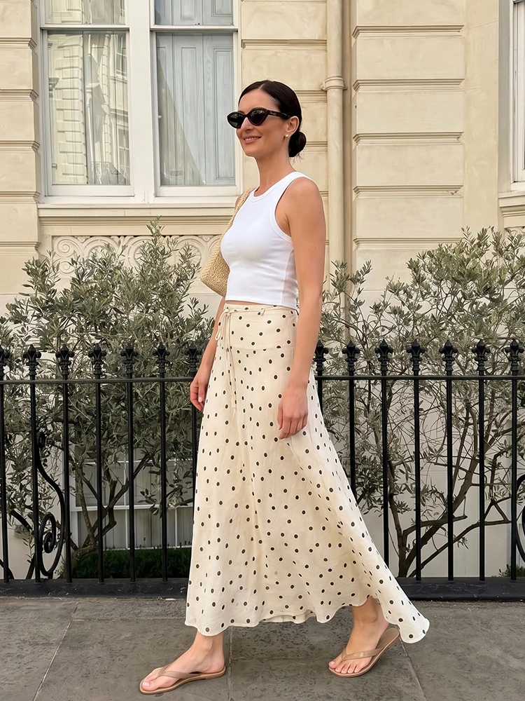 HH Women Summer Vintage Feminine Cream Polka Dot Skirt Spring High Waist Drawstring Flowy Maxi Lightweight Skirt For Daily
HH Women Summer Vintage Feminine Cream Polka Dot Skirt Spring High Waist Drawstring Flowy Maxi Lightweight Skirt For Daily