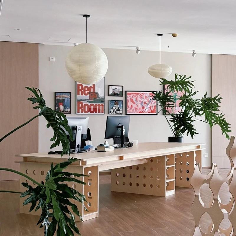 Modern birch ocean board large office computer desk workstation table hole board supervisor table with host box
Modern birch ocean board large office computer desk workstation table hole board supervisor table with host box