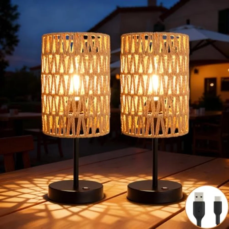 Rechargeable Outdoor Table Lamps, Rattan Boho Cordl Battery Operated Table Lamps, Patio Lamp for Living Room, Balcony, Bedside
Rechargeable Outdoor Table Lamps, Rattan Boho Cordl Battery Operated Table Lamps, Patio Lamp for Living Room, Balcony, Bedside