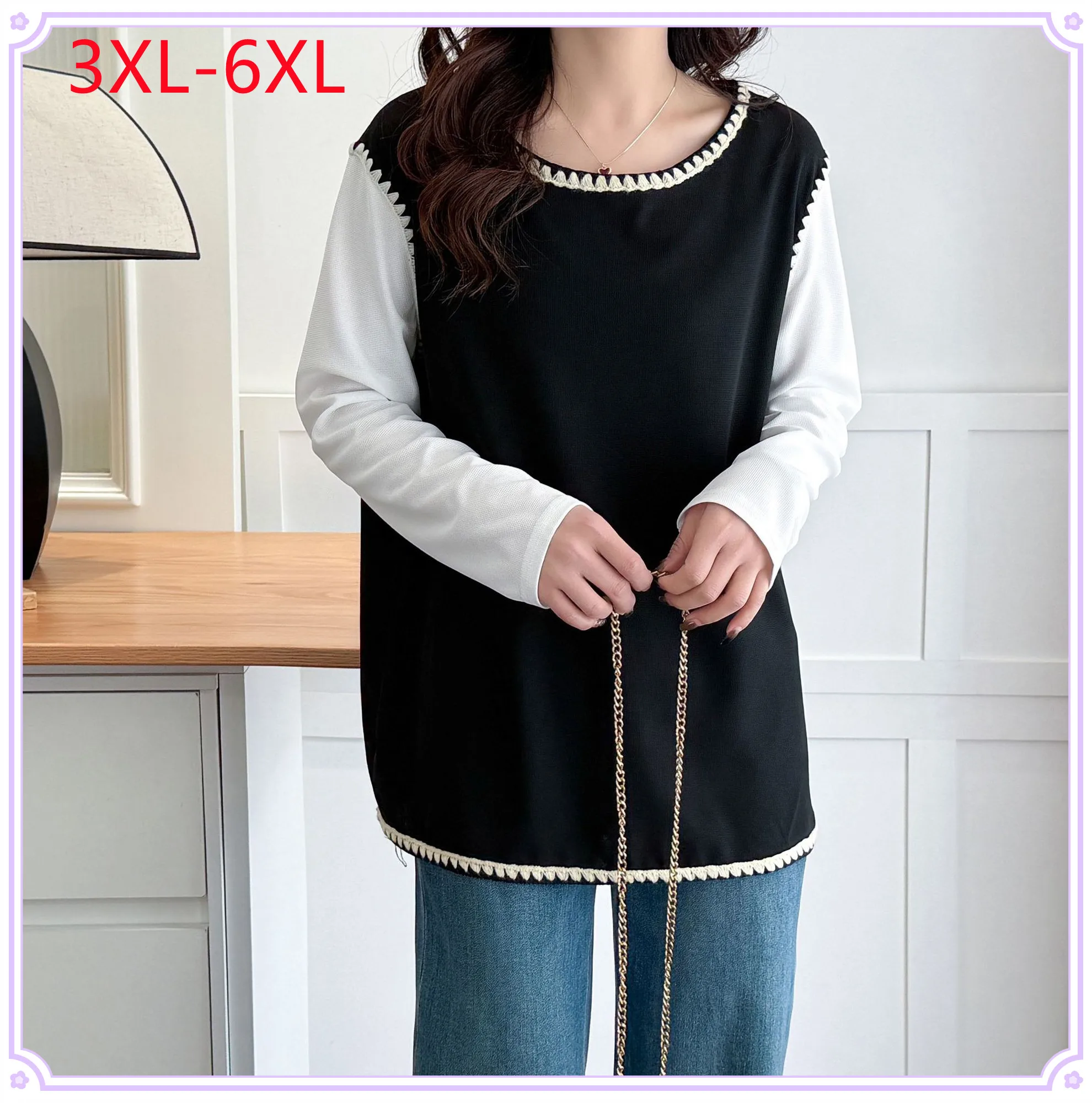New 2025 Ladies Spring Autumn Plus Size tops For Women Large Size Long Sleeve O-neck T-shirt 3XL 4XL 5XL 6XL
New 2025 Ladies Spring Autumn Plus Size tops For Women Large Size Long Sleeve O-neck T-shirt 3XL 4XL 5XL 6XL