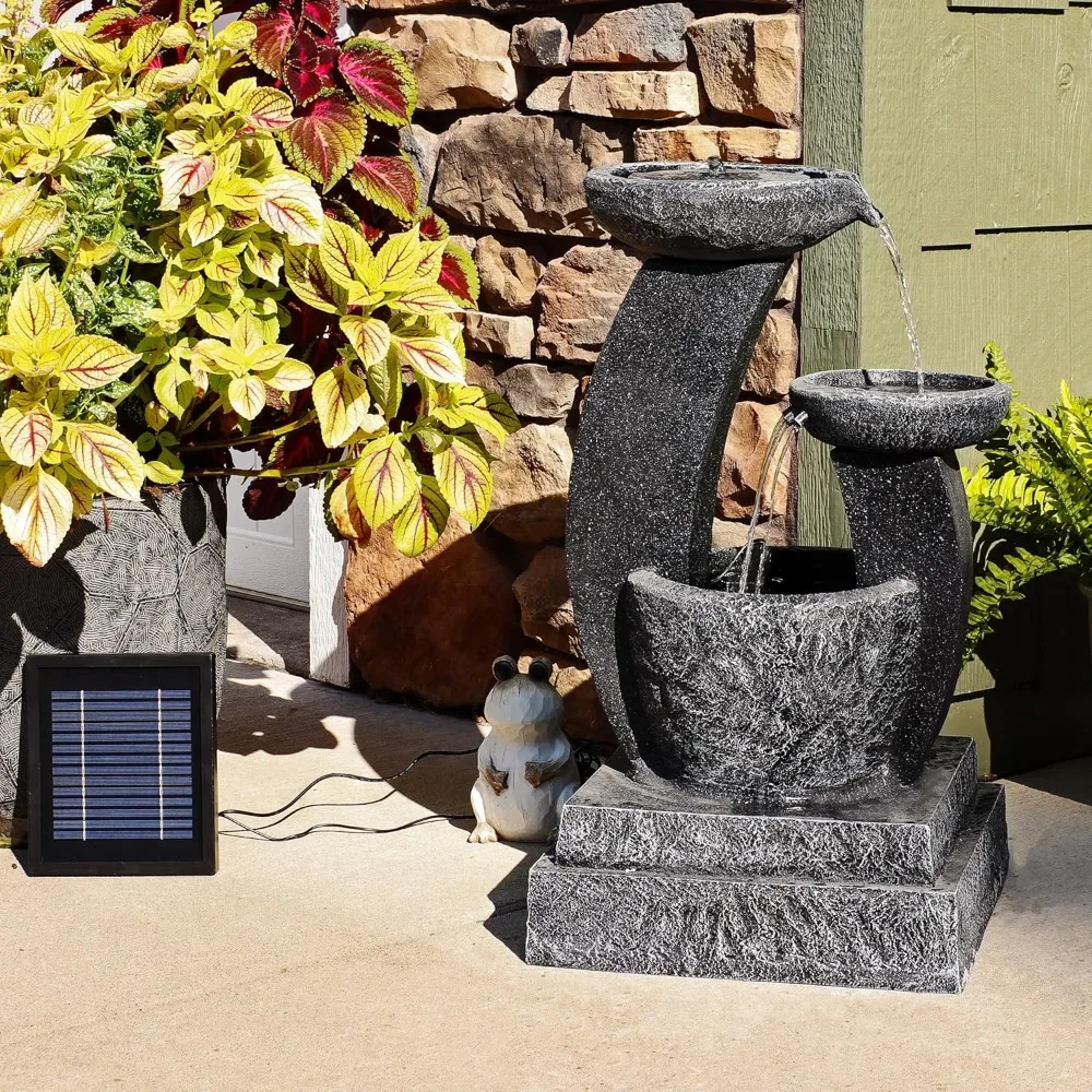 Modern Cascading Bowls 28-Inch Solar Water Fountain with Battery Backup and LED Lights - Submersible Pump, Customized
Modern Cascading Bowls 28-Inch Solar Water Fountain with Battery Backup and LED Lights - Submersible Pump, Customized