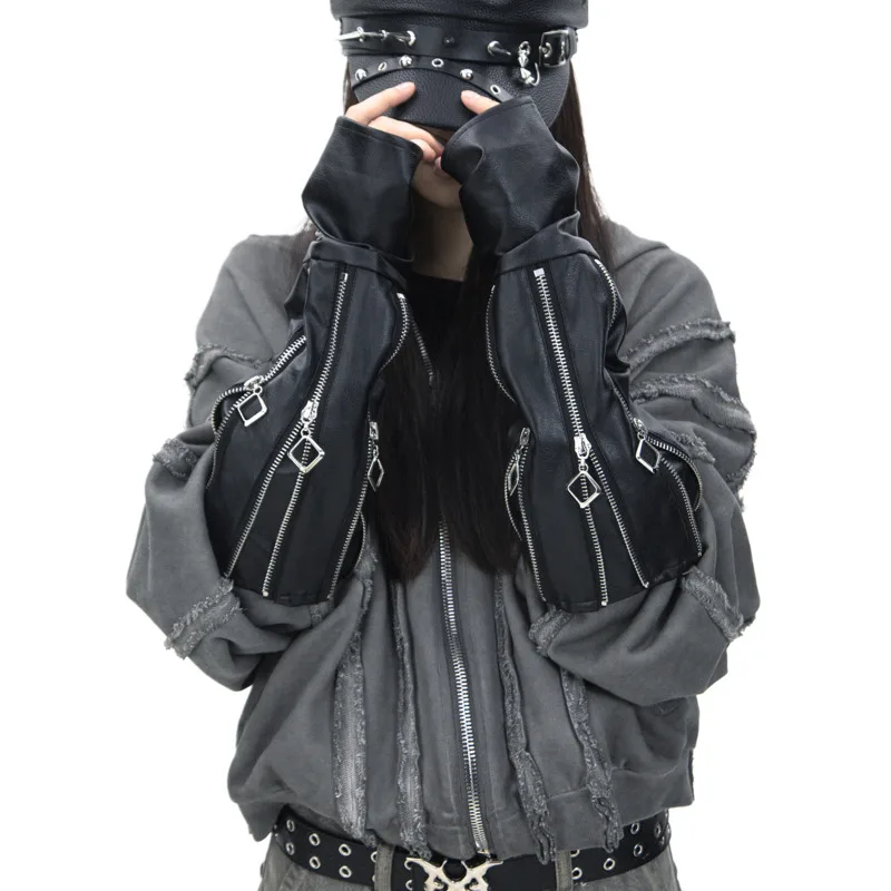 Тактические перчатки Y Demo в стиле панк, серебристые, с несколькими молниями, из искусственной кожи, без пальцев, для уличной моды, готические, черные, нарукавники
Тактические перчатки Y Demo в стиле панк, серебристые, с несколькими молниями, из искусственной кожи, без пальцев, для уличной моды, готические, черные, нарукавники