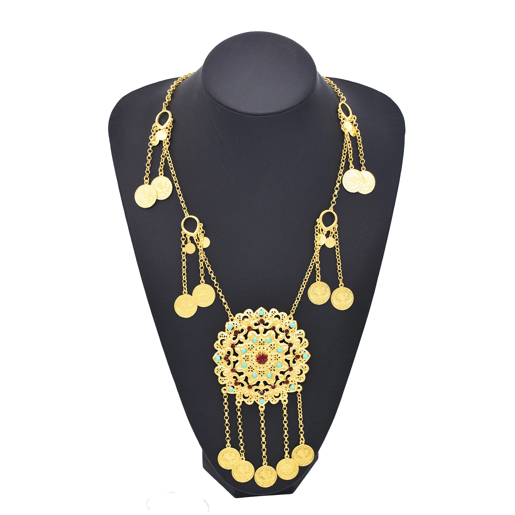 Bohemian Gold Plated Coin Tassel Necklace For Women Hollow Geometry Pendant Blue Stone Rhinestone Female Jewelry Accessory Gift
Bohemian Gold Plated Coin Tassel Necklace For Women Hollow Geometry Pendant Blue Stone Rhinestone Female Jewelry Accessory Gift