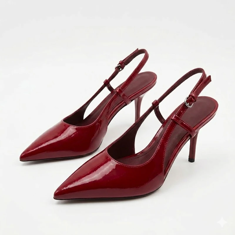Women Slingback High Heels Patent Leather Pointed Toe Stiletto Pumps Elegant Burgundy Shoes for Office Party Wedding Date Night
Women Slingback High Heels Patent Leather Pointed Toe Stiletto Pumps Elegant Burgundy Shoes for Office Party Wedding Date Night