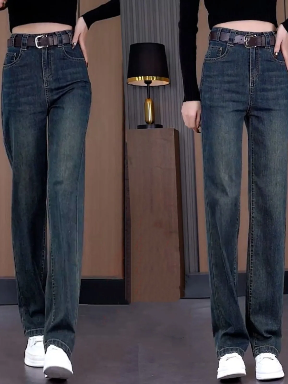 High Waist Wide Leg Jeans Women's Fleece Lined Casual Slimming Small Size Straight Leg Pants Spring Autumn New Style
High Waist Wide Leg Jeans Women's Fleece Lined Casual Slimming Small Size Straight Leg Pants Spring Autumn New Style