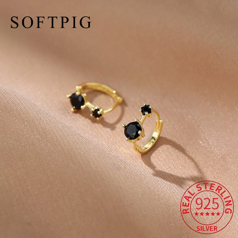 SOFTPIG Real 925 Sterling Silver Round Zircon Huggies 18k Gold Hoop Earrings For Women Classic Fine Jewelry Accessories
SOFTPIG Real 925 Sterling Silver Round Zircon Huggies 18k Gold Hoop Earrings For Women Classic Fine Jewelry Accessories