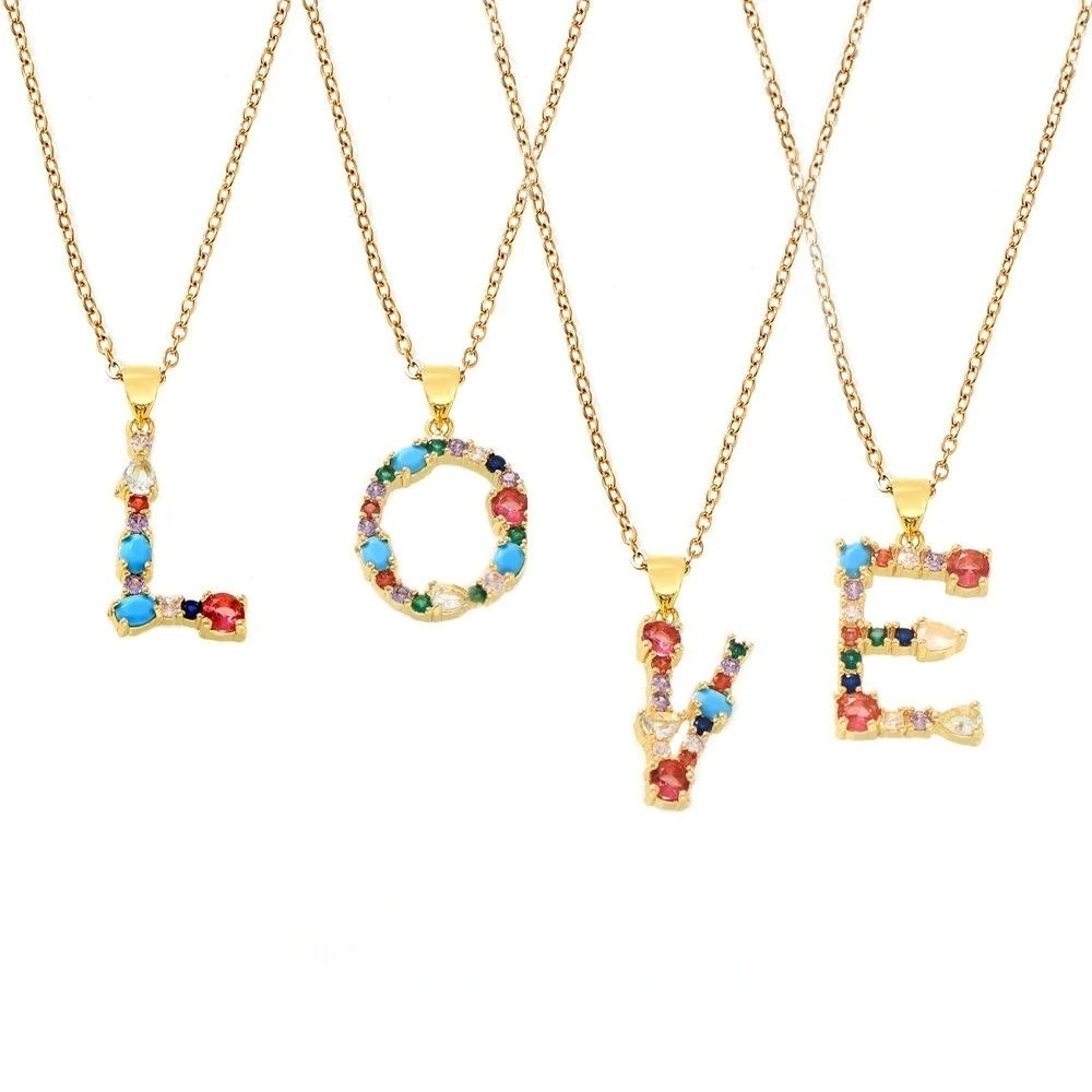 Colorful Gemstone Letter Necklace LOVE Pendant Gold Plated Chain Fashion Jewelry for Women Trendy Personalized Gift
Colorful Gemstone Letter Necklace LOVE Pendant Gold Plated Chain Fashion Jewelry for Women Trendy Personalized Gift
