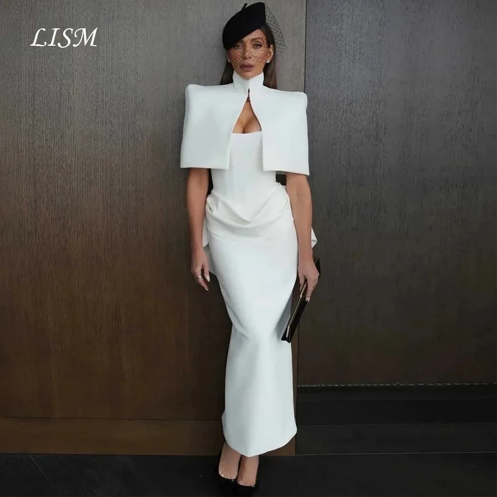 LISM Wedding Guest Dress with Cape Elegant White Party Evening Gowns Mermaid White Cocktail Dresses Ankle-length Customized
LISM Wedding Guest Dress with Cape Elegant White Party Evening Gowns Mermaid White Cocktail Dresses Ankle-length Customized