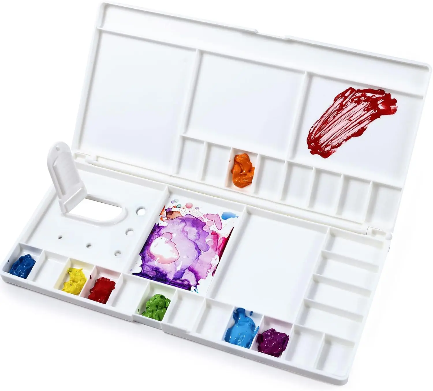 Large Watercolor Palette with 24 Wells, 5 Mixing Areas, Foldable Paint Tray with Lid & Thumbhole
Large Watercolor Palette with 24 Wells, 5 Mixing Areas, Foldable Paint Tray with Lid & Thumbhole