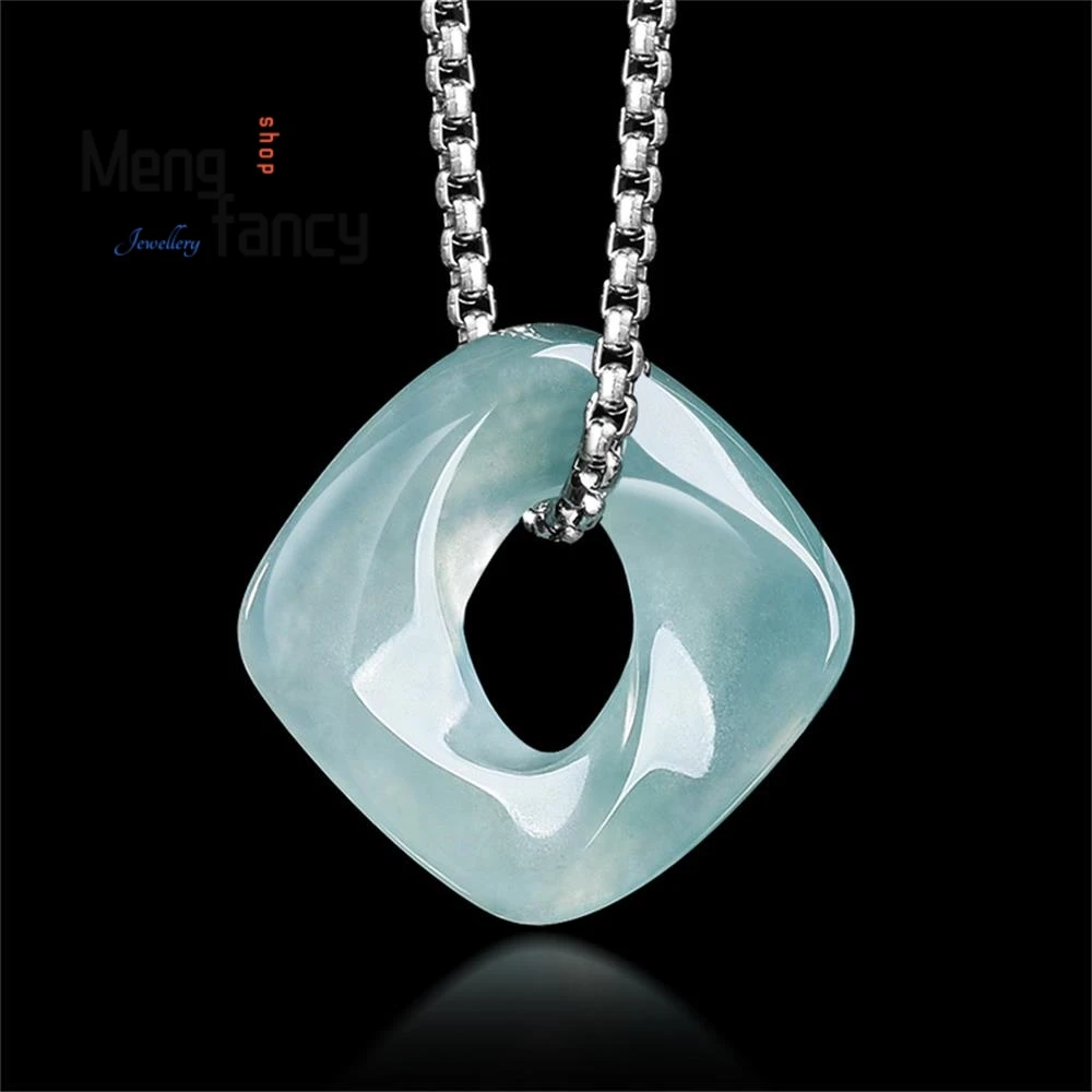 Natural A-grade Jadeite Blue Water Square Mobius Ring Ice Stone Pendant Exquisite Fashion Couple Jewelry Popular Holiday Gift
Natural A-grade Jadeite Blue Water Square Mobius Ring Ice Stone Pendant Exquisite Fashion Couple Jewelry Popular Holiday Gift