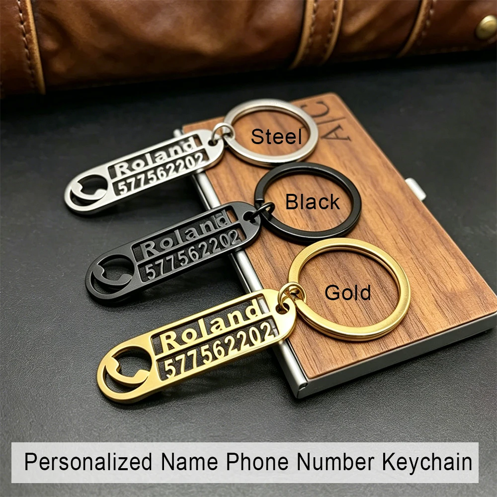 Personalized Stainless Steel Keychain Custom Name Phone Number Engraved Key Ring Anti Lost Car Key Tag Men Women Gift Key Holder
Personalized Stainless Steel Keychain Custom Name Phone Number Engraved Key Ring Anti Lost Car Key Tag Men Women Gift Key Holder