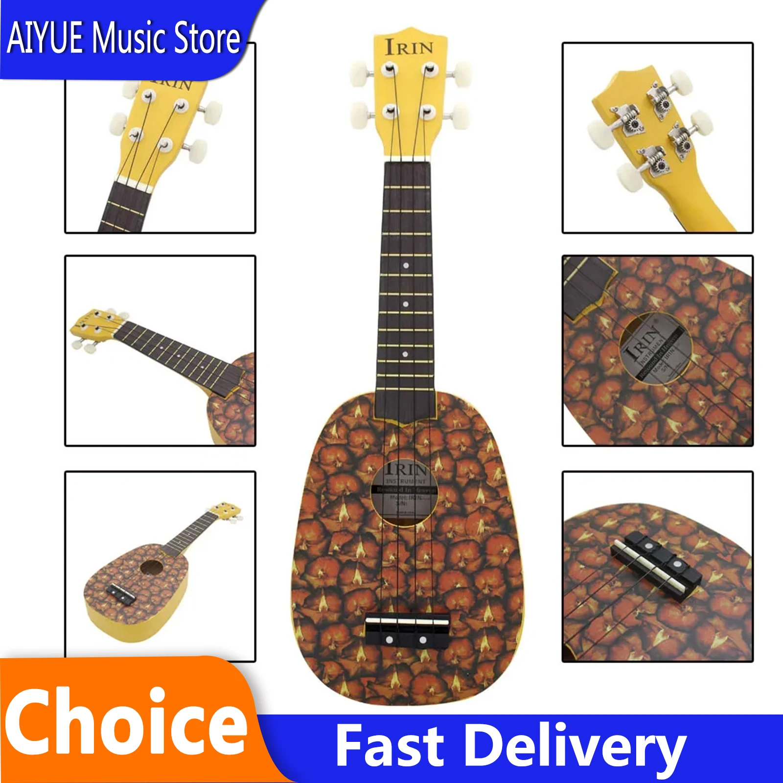 IRIN 21 Inch Ukulele 4 Strings Guitar Pineapple Hawaiian Mini Guitarra Basswood Ukulele Stringed Musical Instrument For Beginner
IRIN 21 Inch Ukulele 4 Strings Guitar Pineapple Hawaiian Mini Guitarra Basswood Ukulele Stringed Musical Instrument For Beginner