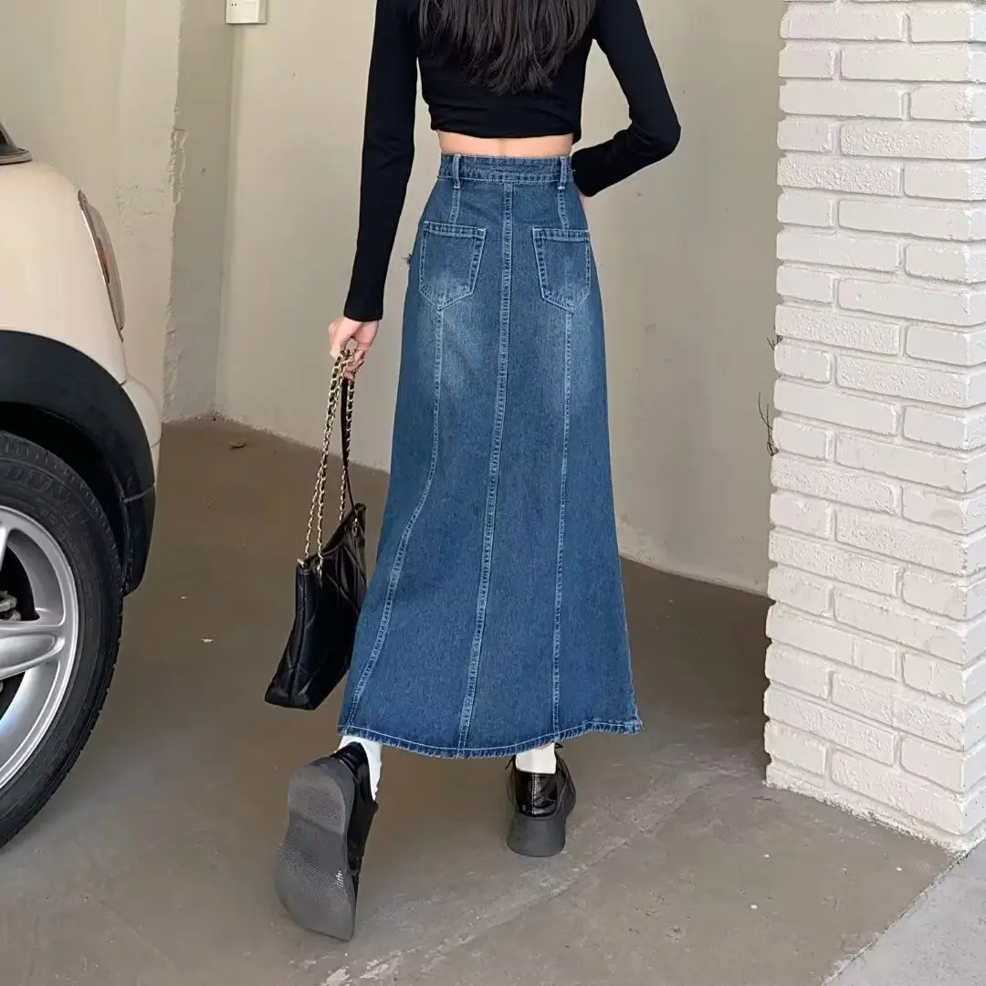 Blue Denim A-Line Skirt for Women Spring New Sle plus Size Slimming High Waist Zipper Closure Casual Fi Tail Skirt
Blue Denim A-Line Skirt for Women Spring New Sle plus Size Slimming High Waist Zipper Closure Casual Fi Tail Skirt