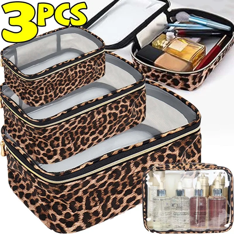 Double-Sided Transparent Makeup Bags Leopard Print Waterproof Storage Bag Large Capacity Travel Cosmetic Organizer with Zipper
Double-Sided Transparent Makeup Bags Leopard Print Waterproof Storage Bag Large Capacity Travel Cosmetic Organizer with Zipper
