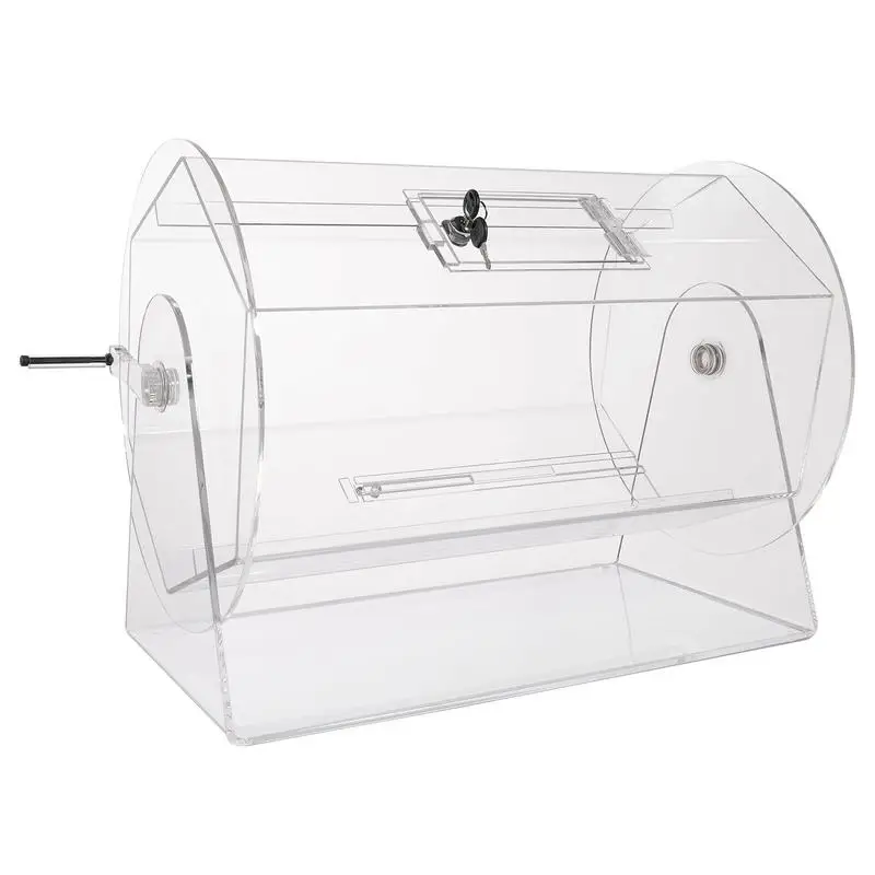 Acrylic Lottery Drum 16.14x11.81x12.99 Inches For Charity Fundraising Party Gala Company Event, Clear Spinning Cage 2 Keys Large Capacity 10000 Tickets 300 Balls Desktop Drawing Box Tumbled Design Rotating Action
Acrylic Lottery Drum 16.14x11.81x12.99 Inches For Charity Fundraising Party Gala Company Event, Clear Spinning Cage 2 Keys Large Capacity 10000 Tickets 300 Balls Desktop Drawing Box Tumbled Design Rotating Action