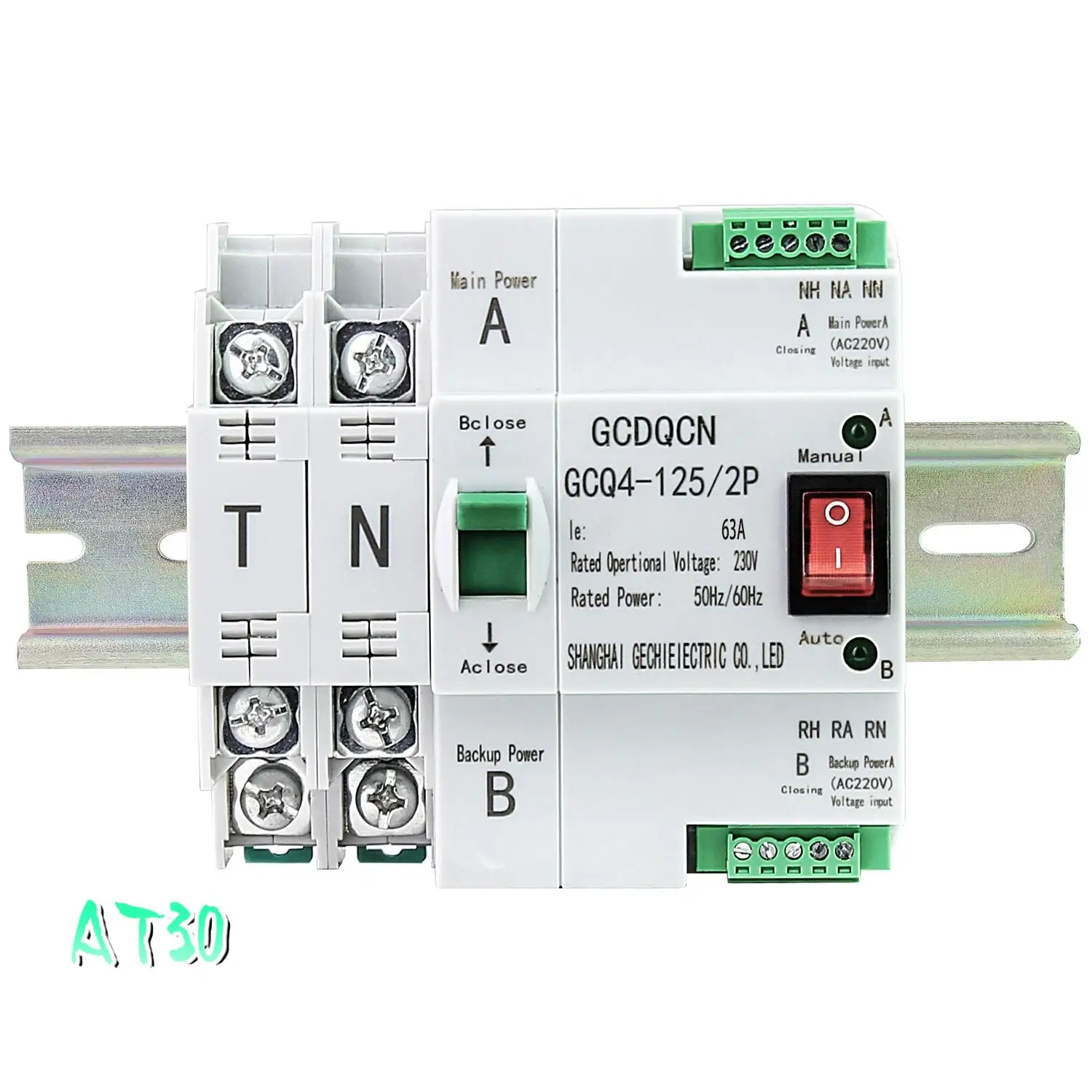 Dual Power Automatic Transfer Switch SMGQ2-63 / 2P Circuit Breaker Home Rail Installation-AT30
Dual Power Automatic Transfer Switch SMGQ2-63 / 2P Circuit Breaker Home Rail Installation-AT30