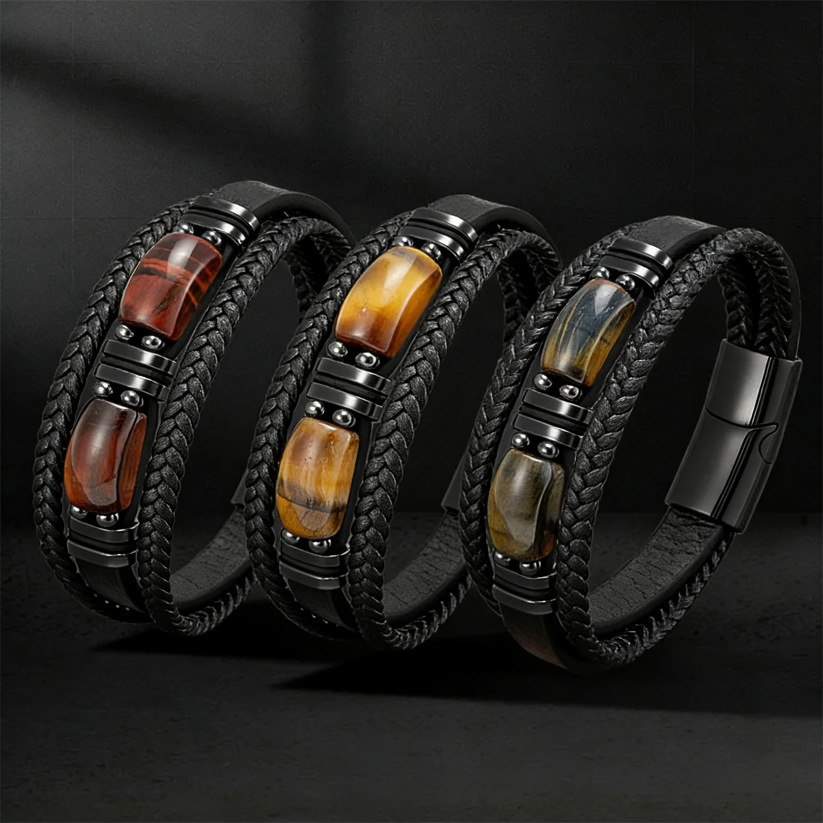 Wholesale Stainless Steel Natural Stone Leather Bracelets Mens Bracelets Handmade Adjustable Bohemian Bead Jewelry
Wholesale Stainless Steel Natural Stone Leather Bracelets Mens Bracelets Handmade Adjustable Bohemian Bead Jewelry