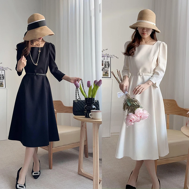 Ele Pure Color Waist-Cinching Spring Dr Square Collar Seven-Quarter Sve A-Line Midi Dr High Waist Polyester Fiber
Ele Pure Color Waist-Cinching Spring Dr Square Collar Seven-Quarter Sve A-Line Midi Dr High Waist Polyester Fiber