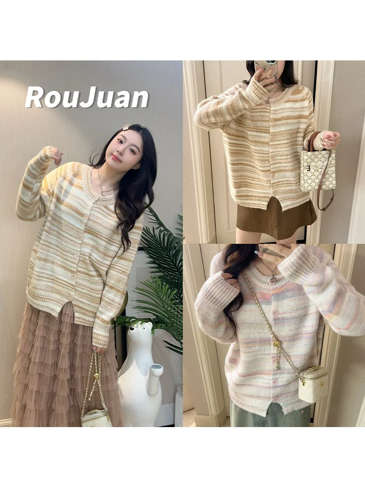 Soft adient Knitted Open Cardigan Sweater Striped plus Size Autumn Sweet Anti-Aging Wool Blend Ladies Faion Top
Soft adient Knitted Open Cardigan Sweater Striped plus Size Autumn Sweet Anti-Aging Wool Blend Ladies Faion Top