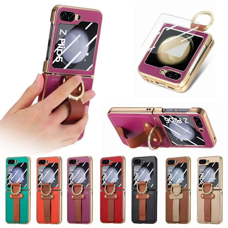 High Quality Flip Case Phone Cover For Samsung Galaxy Z Flip5 Inlay Diamond Finger Ring With Tempered Film Folding Phone Case
High Quality Flip Case Phone Cover For Samsung Galaxy Z Flip5 Inlay Diamond Finger Ring With Tempered Film Folding Phone Case