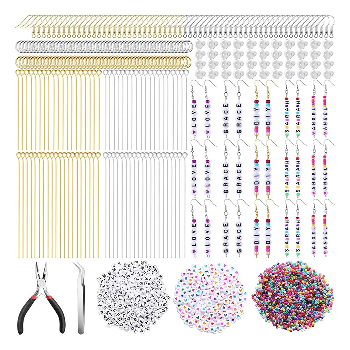 AGG-Personalized Earring Making Kit with 1192 Pieces Name Letter Beads 4mm Colorful Beaded Earring Hooks DIY Craft Supplies
AGG-Personalized Earring Making Kit with 1192 Pieces Name Letter Beads 4mm Colorful Beaded Earring Hooks DIY Craft Supplies